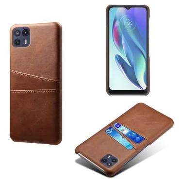 Imagem de Capas Compatível com MOTO G50 5G,Caso de couro PU-Tampa de telefone a prova de choque com 2 slots de cartão,Proteção anti-impressão digital e anti-gota-Brown