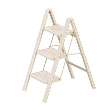Imagem de Lzyjckh Escada de 3 degraus, Banco dobrável com pedais largos antiderrapantes, Bancos com degraus de carga para adultos, Escada portátil de aço resistente para casa, cozinha e escritório