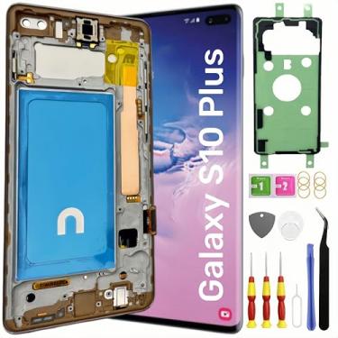 Imagem de LNONLS Substituição para montagem de tela LCD Samsung Galaxy S10 Plus para Samsung Galaxy S10Plus LCD sensível ao toque com moldura S10+ 6,4 polegadas G975U G975FD G975A sem impressão digital dourado