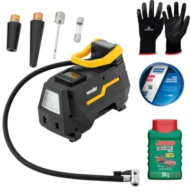 Imagem de Compressor de Ar Compacto para Calibrar Pneu de Carro e Moto 12V e Bivolt 127V e 220V