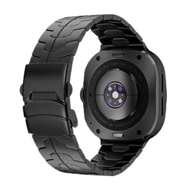 Imagem de KONAFEI Pulseiras de titânio compatíveis com Samsung Galaxy Watch 8/Clacssic/Ultra 2, pulseira de metal robusta de substituição sólida masculina (preto)