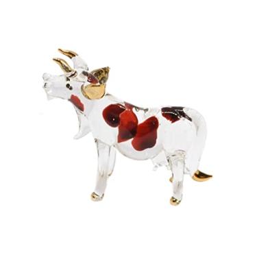 Imagem de Handmade Mini 2.5" Cow Figures Blown Glass Art, Collectible Figurines Gift Ideas, Cute Miniature Pet Animals, Tiny Ornament Cool Stuff Decor No.2