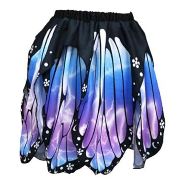 Imagem de UGPLM Fantasia infantil de borboleta, saia de fada, acessórios de cosplay, moda feminina, cintura elástica para eventos de praia, aniversário, Violeta Azul