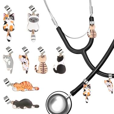Imagem de Dexspoeny 8 Peças De Pingentes Estetoscópio Para Mdf Littmann, Acessórios Personalizados Gato Fofo, Ajustáveis, Adequados Enfermeiras, Médicos E Profissionais Saúde