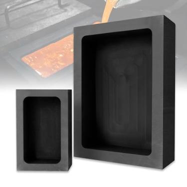 Imagem de GanFindX 2 pçs (#4+1) moldes de lingote de grafite puro para fundição de fusão de fundição de refinação de ouro prata metal alumínio cobre latão com caixa de embalagem