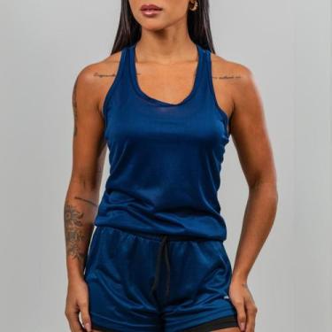 Imagem de Conjunto Academia Feminino Regata Nadador+Short 2em1 com Bermuda compr