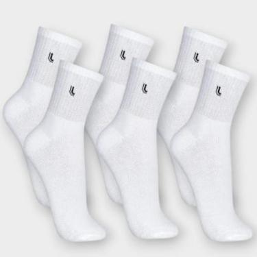 Imagem de Meia Cano Médio Lupo Sport Walk Kit c/ 6 Pares 3245-089, Branco, 41-44