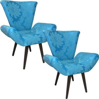 Imagem de Kit Duas Poltronas Decorativa Elegance 131 Azul Turquesa - Sua Casa De