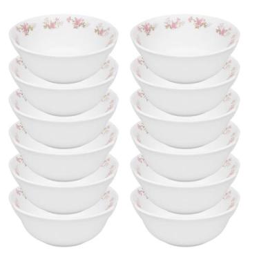 Imagem de Jogo 12 Bowl Tigela Cumbuca Caldos Sobremesas Flowers Pink Vidro 400ml