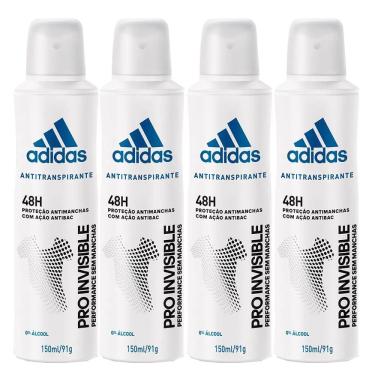 Imagem de Kit 4 Desodorantes Aerosol Adidas Pro Invisible Feminino 150ml