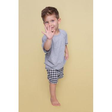 Imagem de Pijama Infantil Curto Masculino Xadrez Preto - Pink Dream, 08