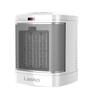 Imagem de Lasko CD08200 Aquecedor Espacial Portátil Pequeno de Cerâmica para Banheiro e Uso Doméstico Interior, Branco, 15,88 x 15,88 x 19,44 cm