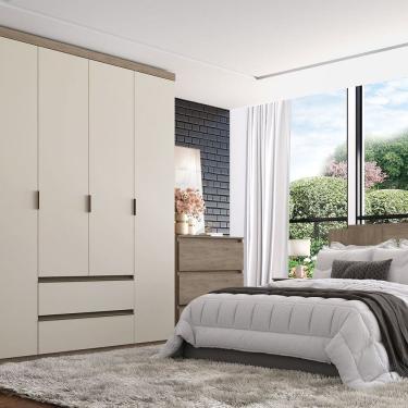 Imagem de Guarda-roupa 4 Portas 168cm X 230cm X 55cm Nobre Rustic / Off White