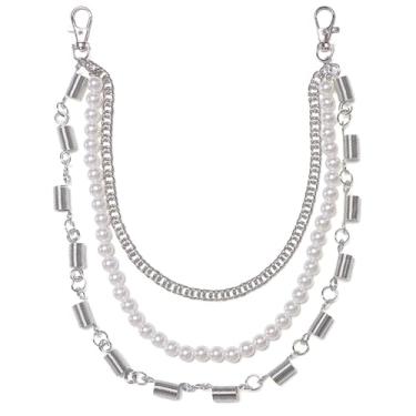 Imagem de Corrente de calça para mulheres, hip hop, jeans, punk gótico, em camadas, pérola, bolso, acessórios para presente para homens