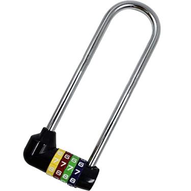 Imagem de Cadeado de combinação de 4 dígitos, resistente e seguro – Cadeado de manilha de 12,5 cm de comprimento, cadeado com código de segurança, cadeado reiniciável, para bicicleta, academia e armário