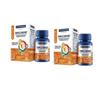 Imagem de Kit 2 Triplo Imuno Vitamina C D Zinco Com 30 Comprimidos - Catarinense
