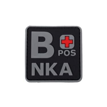 Imagem de Ruoming 1 peça de adesivos táticos de tipo sanguíneo, 5 x 5 cm, PVC 3D, fecho de gancho (cinza B +)