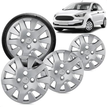 Imagem de Kit 4 Calotas Ka 2019 2020 Aro 14 Prata Cubo Baixo Grid
