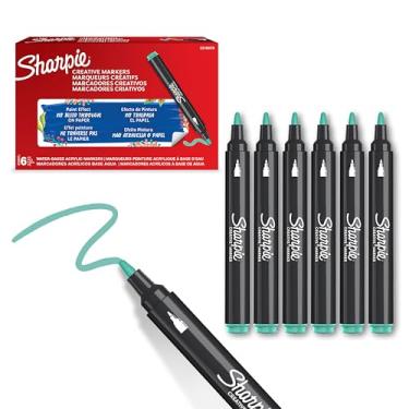 Imagem de Sharpie Canetas de tinta acrílica marcadoras criativas | Marcadores de tinta à base de água com ponta de bala | Verde lago | Tinta sem vazamento escreve na maioria das superfícies | Materiais