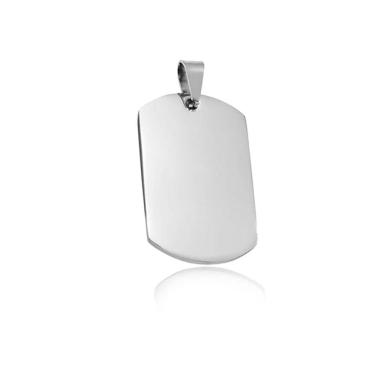 Imagem de Pingente Militar Dog Tag Personalizado Aço Inox Prata