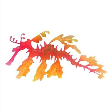 Imagem de Dragão Marinho Decorativo para Aquário 12x8cm Amarelo e Vermelho Glowing