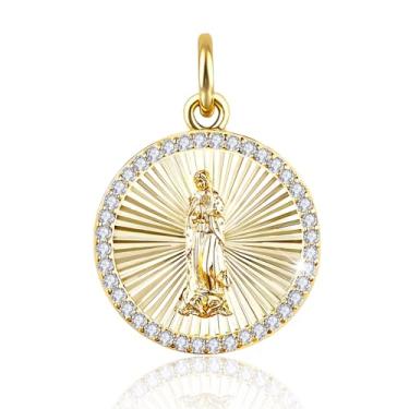 Imagem de Richapex Colar de ouro 18K para homens e mulheres, pingente de Virgem Maria, colares de corrente masculina, colar feminino