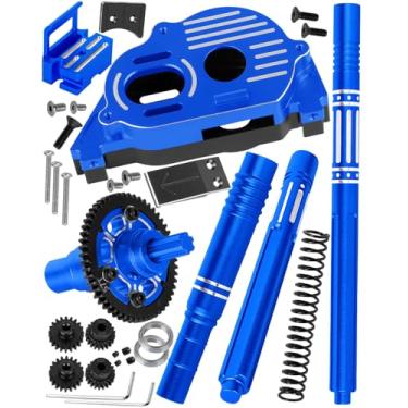 Imagem de RCYouHott RC Upgrades Part for 1/10 Senton/Vorteks/Big Rock/Granite 223S/Mega 665,1/8 Typhon 223S/Mega 665,RC Center Gearbox Case/57T Center Differential w/Pinions/Center Slider Driveshaft,Navy Blue