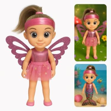 Imagem de Boneca 3 em 1 Shiny Angels Sereia Fada Bailarina Brinquedo Infantil Meninas Presente Criativo Faz De Conta