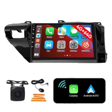 Imagem de [4G 64G] Android Car Stereo FM Radio Carplay Android Auto 25.4 cm Touchscreen Headunit Media Player com câmera reserva para Toyota Hilux 2015 2016 2017 2018 2019 2020 RHD
