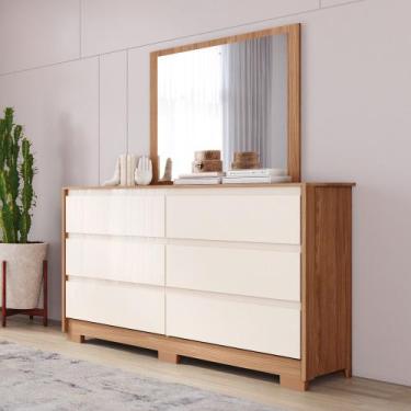 Imagem de Cômoda 6 Gavetas Layla com Espelho Casa 812, Nature com Off White