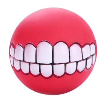 Imagem de Bola criativa com estampa de dentes, bola divertida para cães, bola de sorriso para mastigar e sorrir para animais de estimação (cor aleatória)