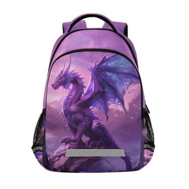Imagem de Mochila LFICRTAN Purple Dragon para crianças de 6 a 12 anos
