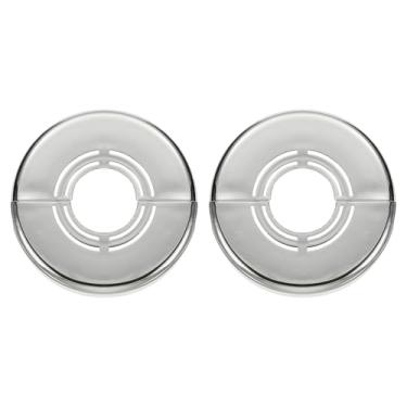 Imagem de HARFINGTON 2 peças Flange dividida na parede 1,18" (30 mm) tampa de tubo de flange dividida ajustável de plástico com clipe colar sob a pia radiador para banheiro cozinha vaso sanitário, prata