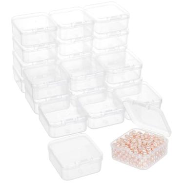 Imagem de BENECREAT 70 recipientes de armazenamento de contas de plástico, mini caixa organizadora transparente de 4 x 4 cm, caixas transparentes com tampa articulada para pequenos itens, pulseira faça você