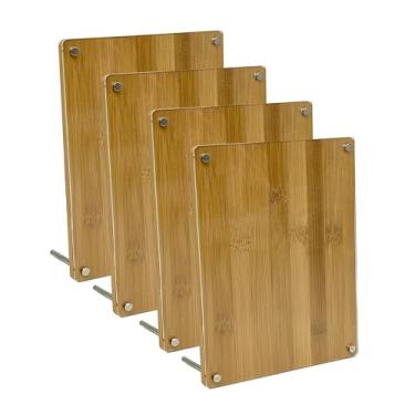 Imagem de Bam & Boo Porta-retrato 15 x 20 (pacote com 4) com acrílico transparente e placa de bambu natural, para pendurar e ficar de pé para escritório, casa, escola