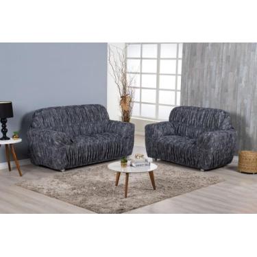 Imagem de Capa Pra Sofá 3 E 2 Lugares Malha Gel 21 Elásticos Estampada - ARETHA 