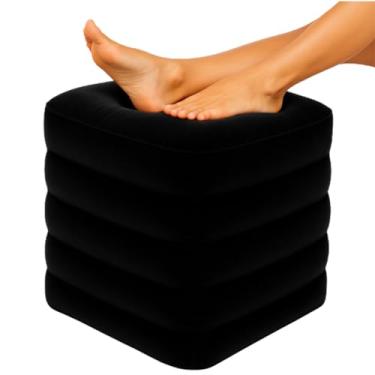 Imagem de Xtra-Comfort Descanso de pé inflável para viagem otomano – Almofada para pé para mesa de escritório, carro, cadeira, avião – almofada de elevação de perna com bolsa e bomba de mão – para crianças, adultos – ajuste de altura e firmeza