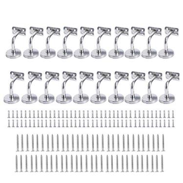 Imagem de Suportes para corrimão Homend de aço inoxidável para montagem na parede com cobertura de flange base para trilhos de madeira ou metal redondo, acabamento acetinado, embalagem com 20 (tubo redondo)