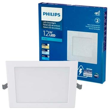 Imagem de Painel Plafon Led Philips de embutir quadrado 12W luz branca fria (6500K) bivolt (100-240V)