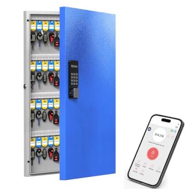 Imagem de WeHere SAFE96 Suporte de parede com chaveiro, Bluetooth/controle remoto Wi-Fi/compartilhamento de senha única/desbloqueio de código fixo, armário inteligente, organizador para apartamento, hotel