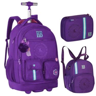 Imagem de Kit Mochila De Rodinhas Oficial Rebecca Bonbon Rb24544 Roxo