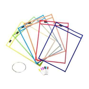 Imagem de Ioensy 6 peças de protetores de bolso para quadro branco com anel para material escolar e de sala de aula, protetores de papel