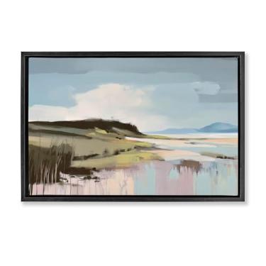 Imagem de Stupell Industries Modern Verdant Waters Black Framed Floater Canvas Wall Art Design por Elara Yasna, 21 x 31