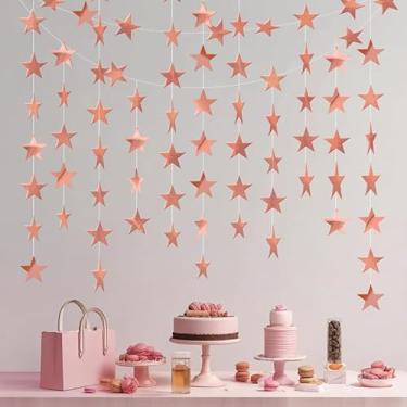 Imagem de Eeatour Guirlanda Pendurada Em Forma De Estrela Brilhante Ouro Rosa, Serpentina Cintilante, Faixa Com Glitter, Fundo Cintilante Para Casamento, Chá Bebê, Aniversário, Decoração Natal, 12 Metros