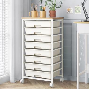 Imagem de LABUK Carrinho de armazenamento com gavetas, organizador de plástico para sala de aula, dormitório, escritório, banheiro, paletas de maquiagem, cosméticos, organizador de esmaltes