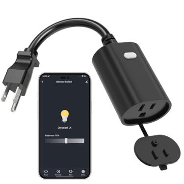 Imagem de Eva's Light Dimmer Inteligente Light, Wi-Fi Externo, À Prova D'Água Ip65, 1%-100% Regulável, 2,4 Ghz, Compatível Com Alexa E Google Assistente, Não Requer Hub, Máx. 400 W, Preto