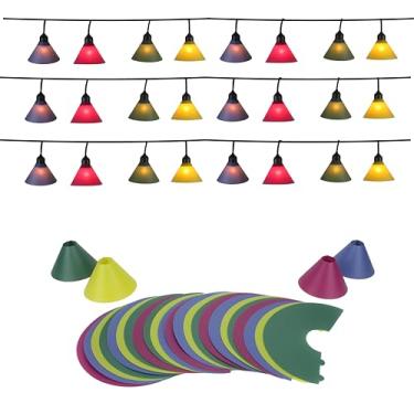 Imagem de Olukai Designs LLC Capas de lâmpada multicoloridas para ambientes externos – Pacote com 24 capas coloridas de LED Lite decorativas para cordão de luzes – persianas para pátio, quintal, jardim