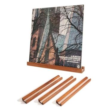 Imagem de Telinego Prateleira para exibição de parede de disco de vinil, pacote com 3 unidades, suporte de parede de disco de vinil de madeira de 33 cm, álbum de música, livros, revistas, prateleiras de