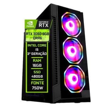 Imagem de Pc Gamer Fácil Intel Core I5 3a Geração, 16GB, SSD 480GB, RTX 3050 8GB, GDDR6, Fonte 750w