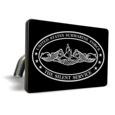 Imagem de [Produto oficialmente licenciado da Marinha dos EUA] - Serviço Silencioso da Força Submarina dos EUA - Boleto de alumínio anodizado de qualidade premium gravado a laser de metal resistente a UV para